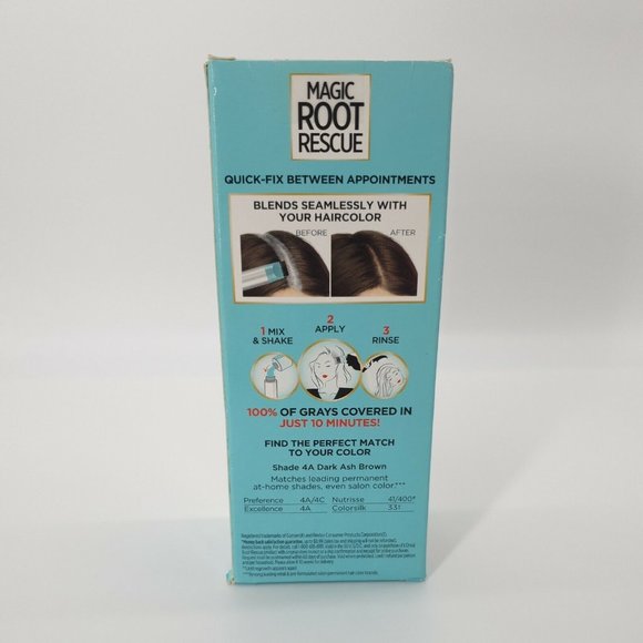Loreal Root Rescue 10 Minute Root Permanent Hair Coloring Kit #4A DARK ASH BROWN - Picture 3 of 6